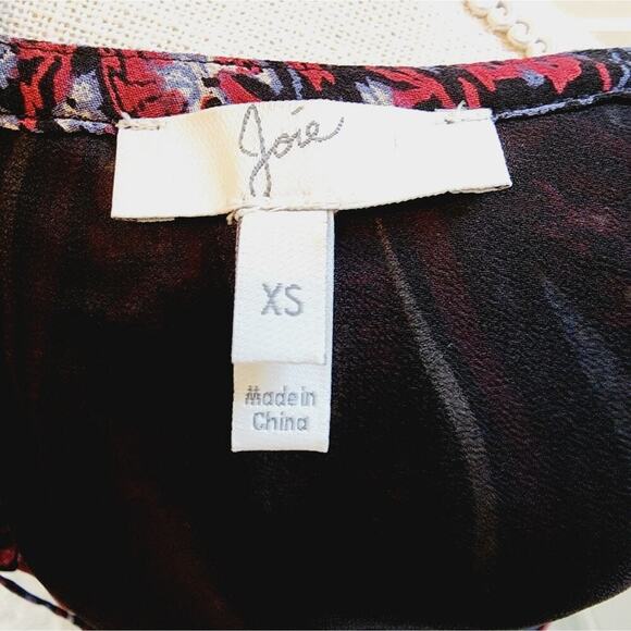 JOIE V NECK FLORAL W TASSELS BLACK/RED SIZE XS - Picture 5 of 6